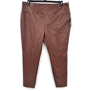 Tinseltown Junior Plus 3X Brown High Rise Legging Faux Leather Elastic Waist